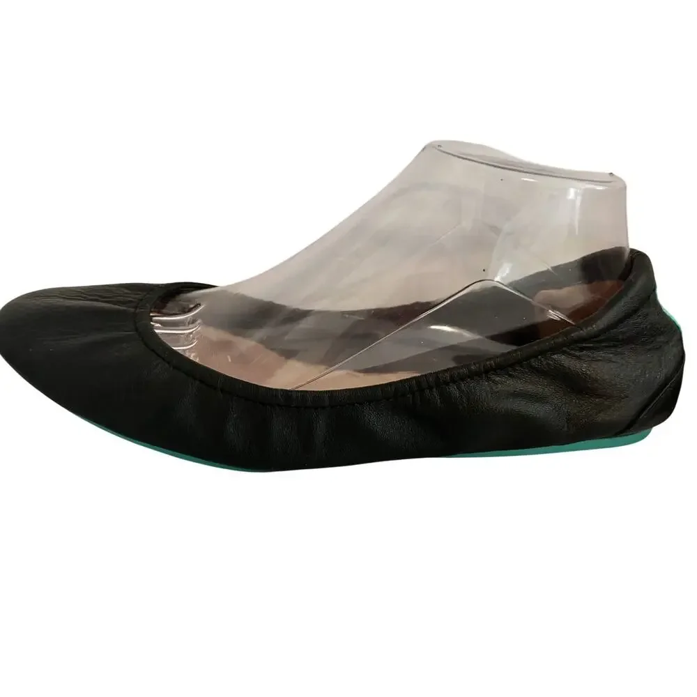 TIEKS Black Italian Nappa Leather Soft Ballet Flats Luxury Minimalist MSRP $210